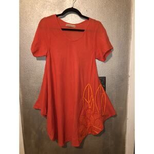 Passementrie Minimalist Edgy Artsy Kidcore Cotton Floral Short Sleeve Dress